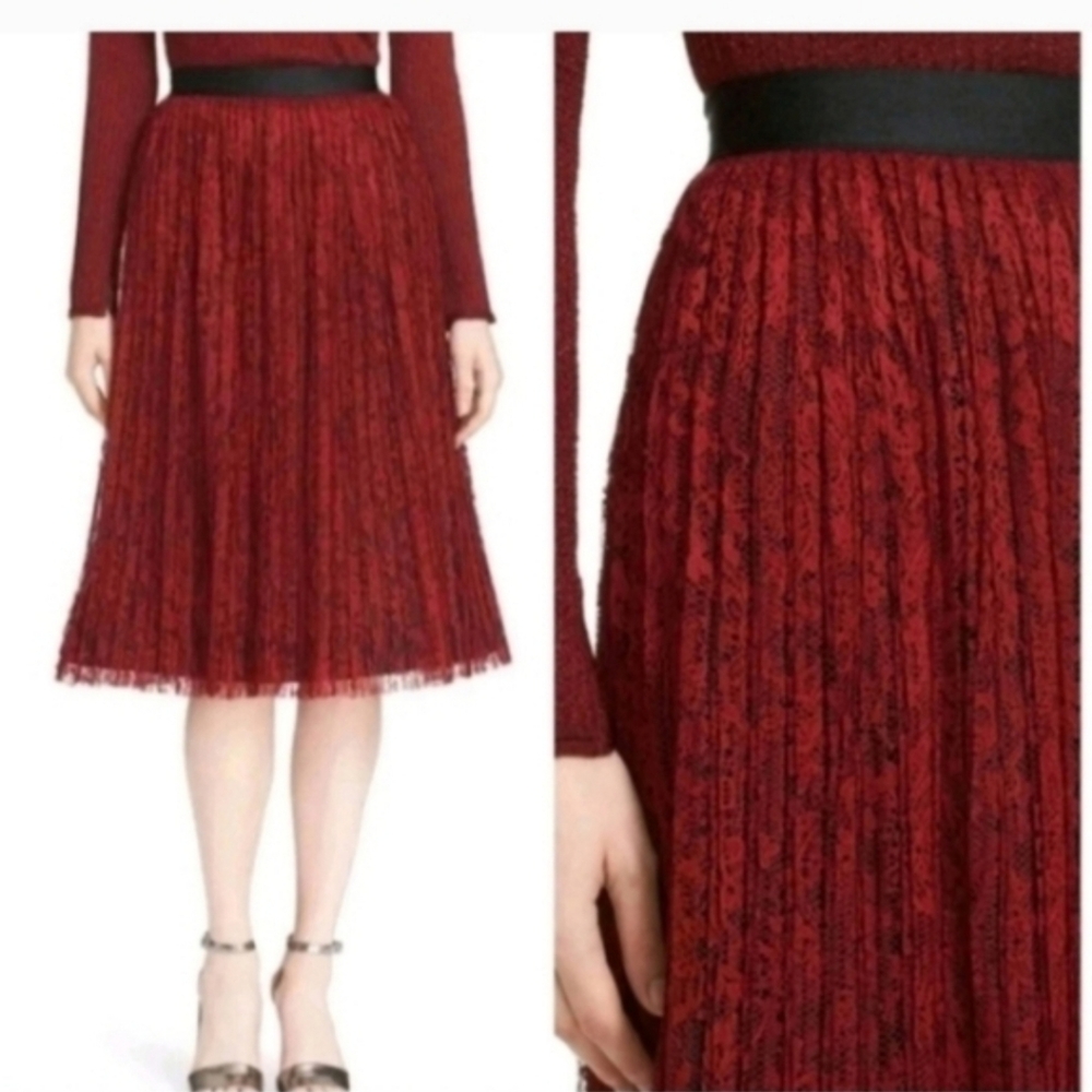 Alice + Olivia  MIKAELA  Pleated Lace Midi SKIRT 6  $395